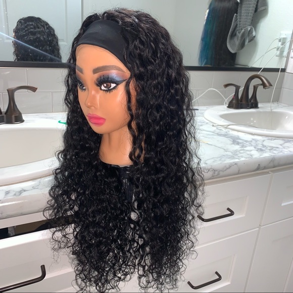 100%Human Hair Brazilian Water Wave Headband Wig - Picture 5 of 16